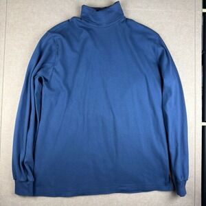 Vintage Eddie‎ Bauer Turtleneck Shirt XXL Tall Blue Cotton USA Long Sleeve Men's